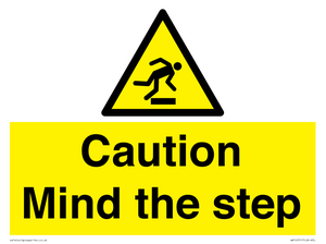 Caution Mind the step warning sign